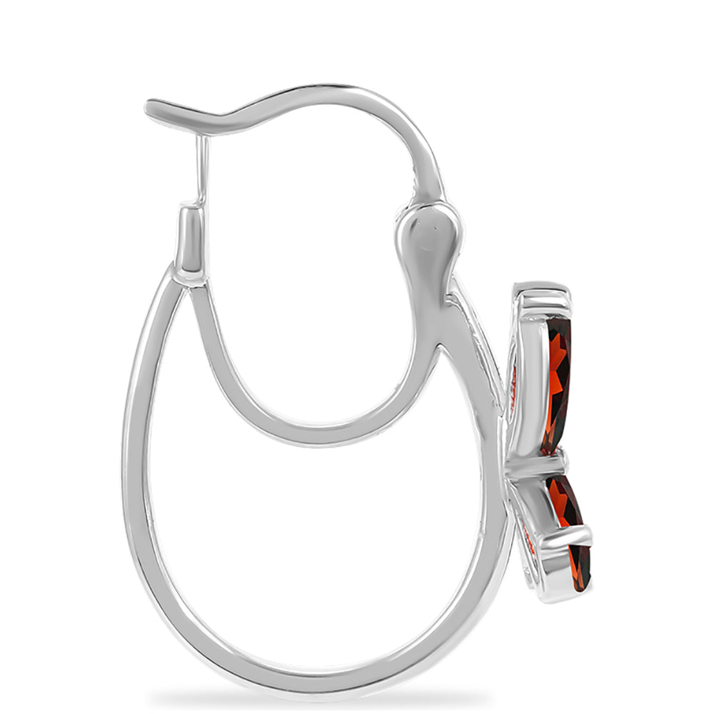 Strieborné Náušnice s Bartonským Granátom a Bielym Topásom