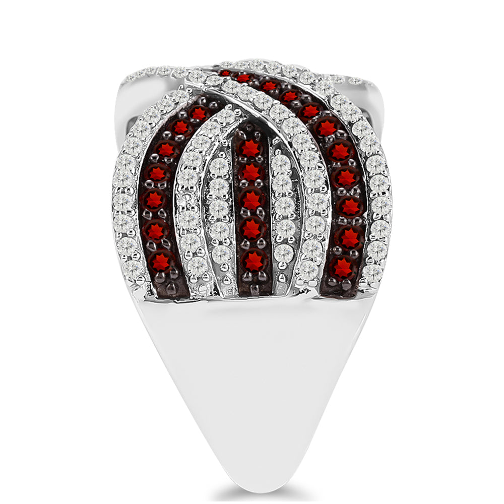 Strieborný Prsteň s Bartonským Granátom a Bielym Topásom