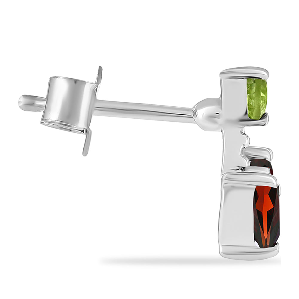 Strieborné Náušnice s Bartonským Granátom a Changbaiskym Olivínom