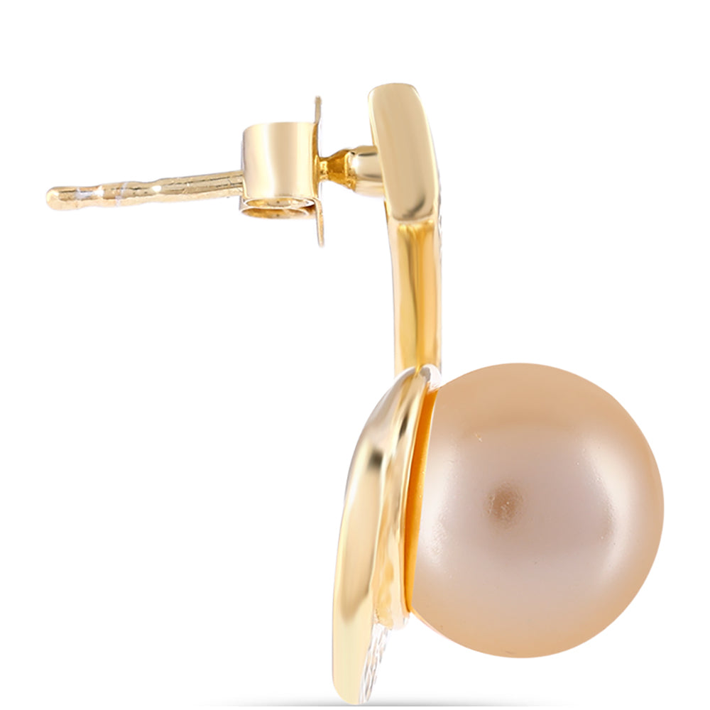 Pozlátené Strieborné Náušnice s so Zlatou Sladkovodnou Perlou