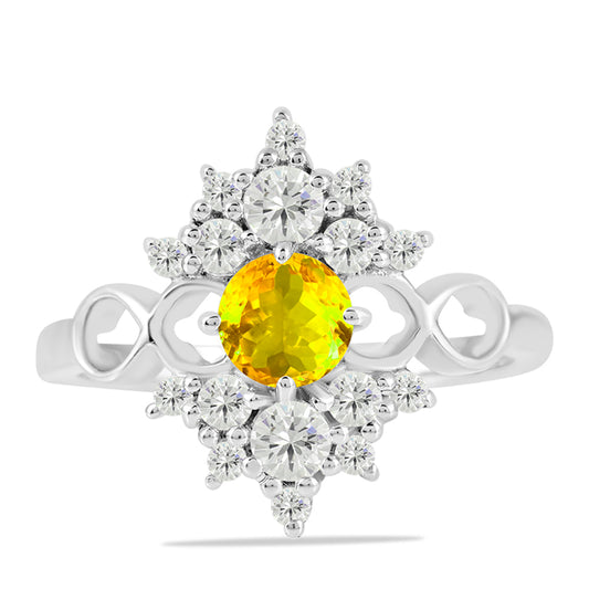 Strieborný Prsteň s Uralským Citrínom a Bielym Topásom