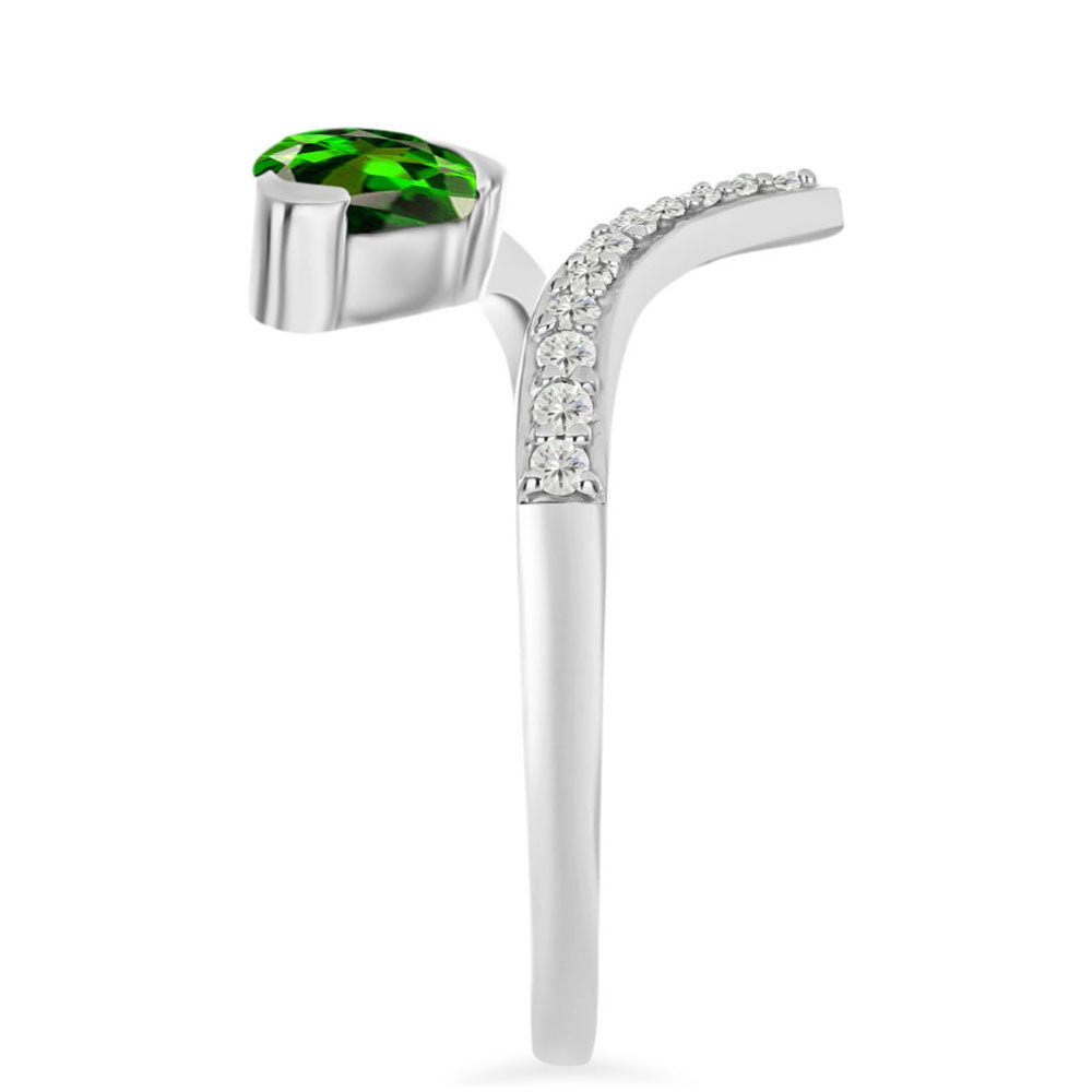 Strieborný Prsteň s Chrom Diopsidom a Bielym Topásom