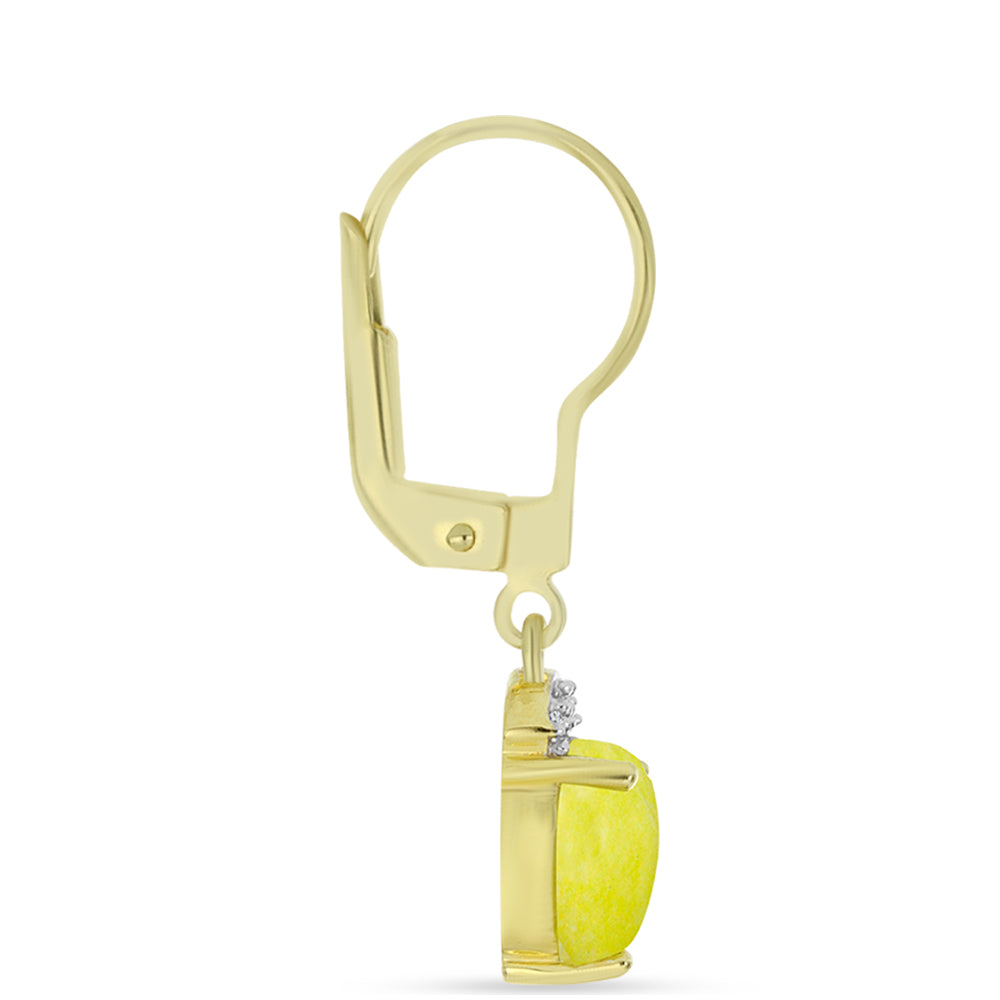 Pozlátené Strieborné Náušnice s so Žltým Serpentinom a Bielym Topásom