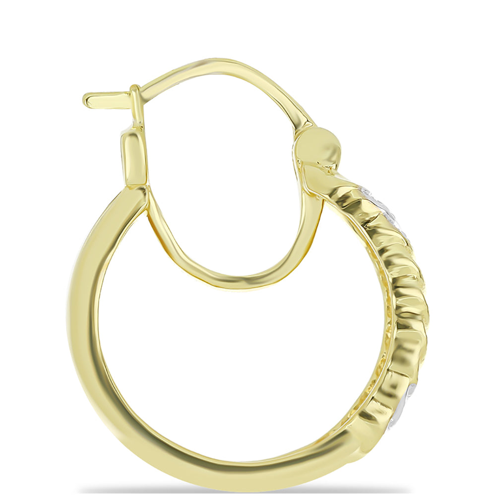 Pozlátené Strieborné Náušnice s Champagne Diamantom a Bielym Diamantom