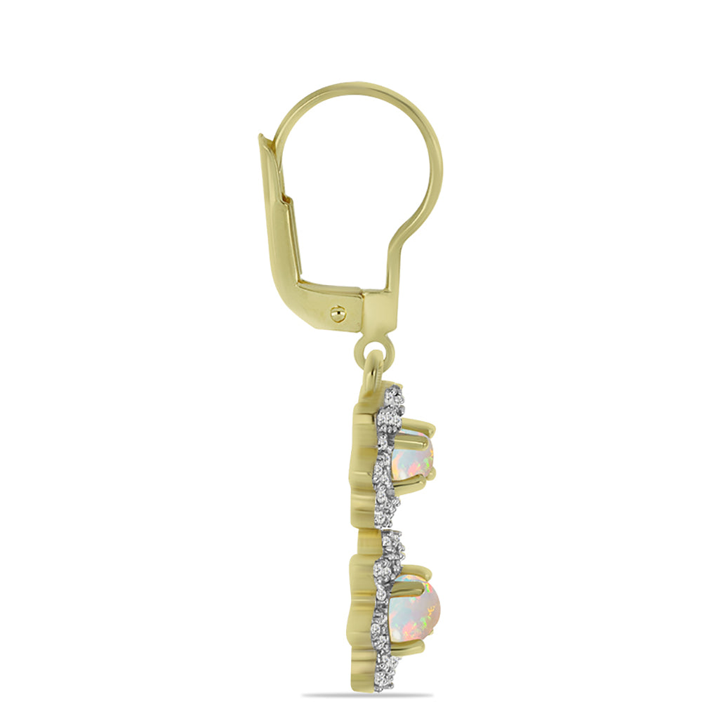 Pozlátené Strieborné Náušnice s Welo opálom a Bielym Topásom