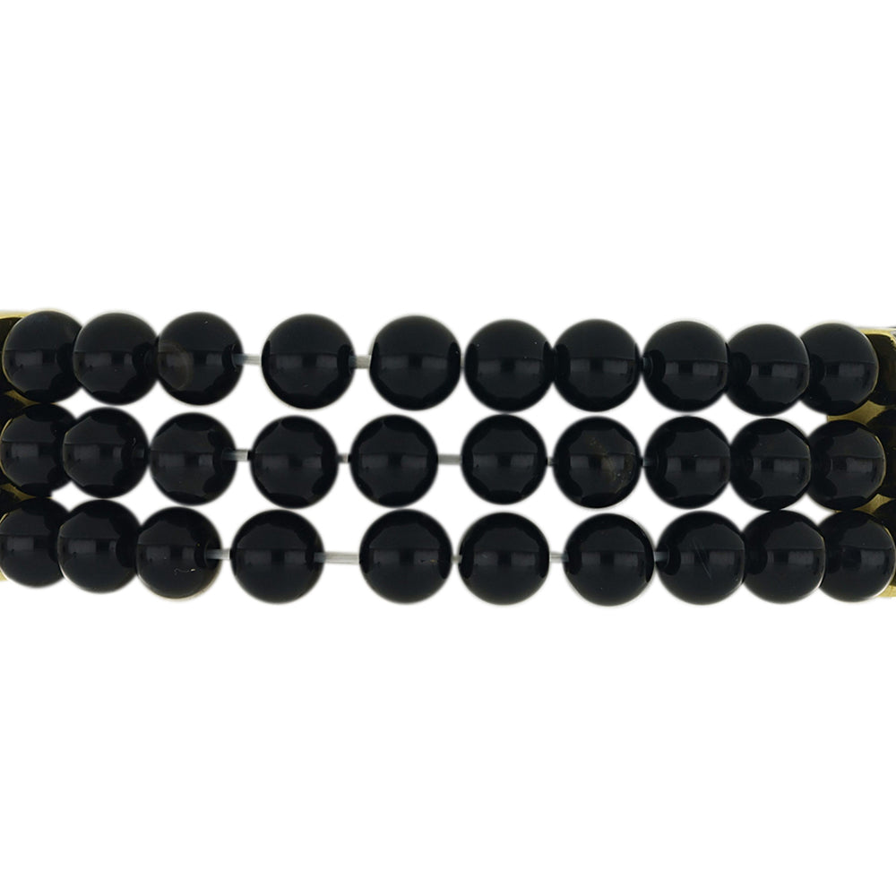 Pozlátený Strieborný Náramok s Čiernym Ónyxom a Bielym Topásom