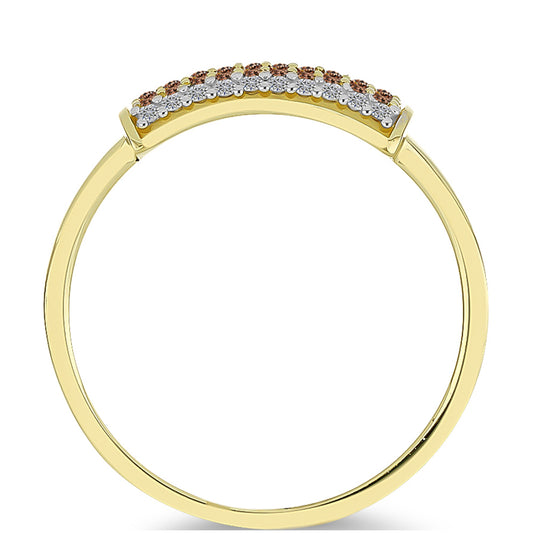 Pozlátený Strieborný Prsteň s Champagne Diamantom a Bielym Diamantom