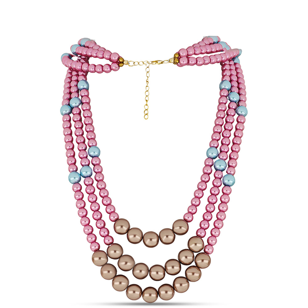 Pozlátený Strieborný Náhrdelník s so Modrá Sladkovodnou Perlou a so Sladkovodná ružová perla