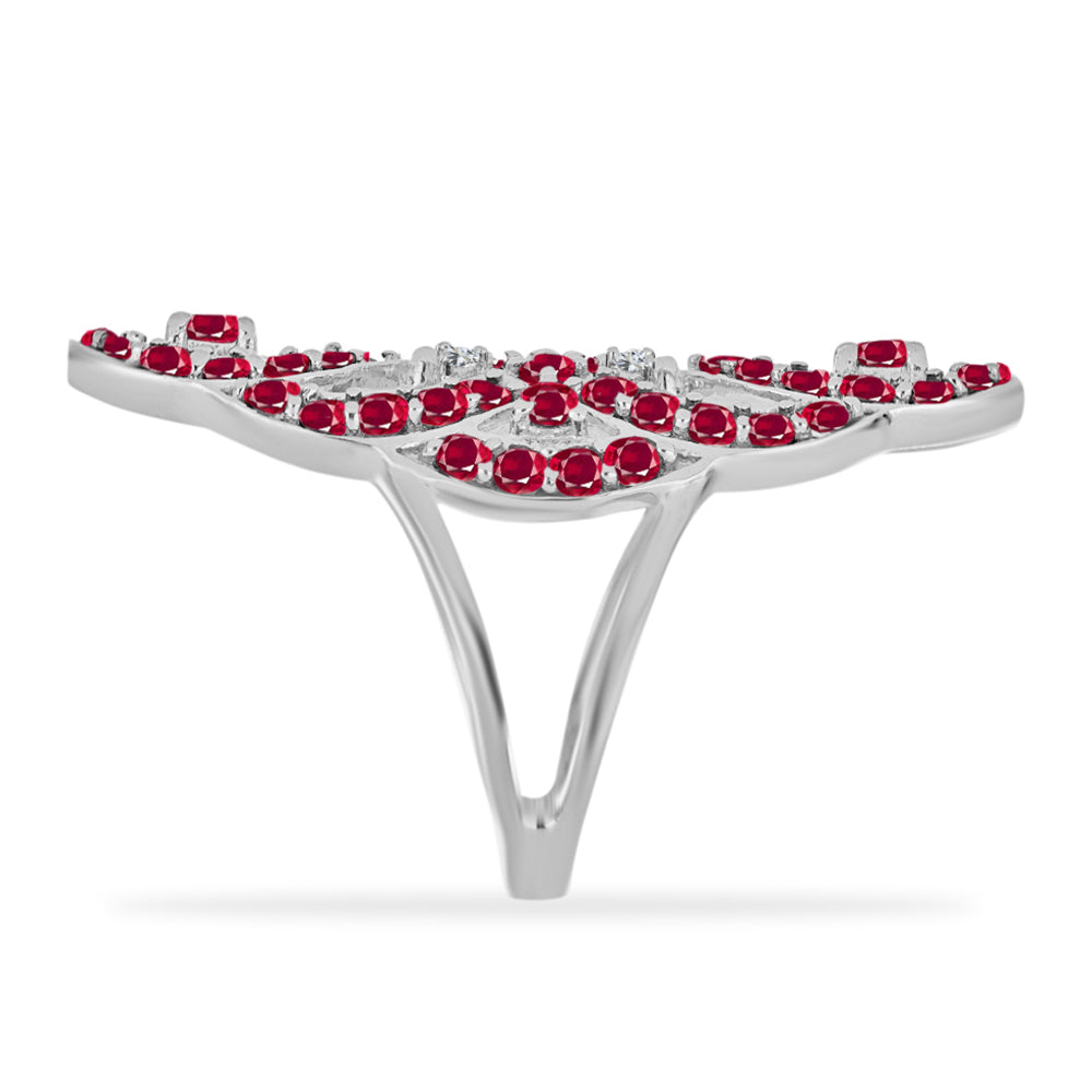 Strieborný Prsteň s Madagaskarským Rubínom a Bielym Diamantom