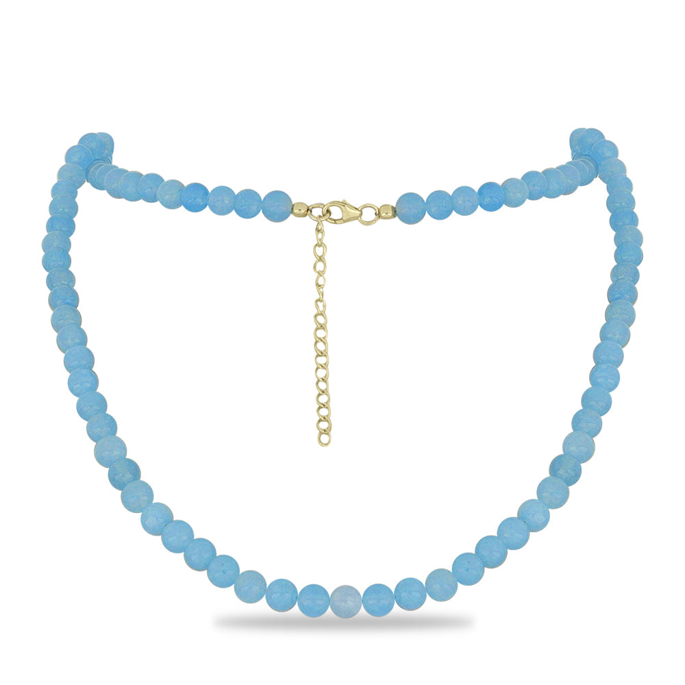 Pozlátený Strieborný Náhrdelník s Aqua Chalcedonom