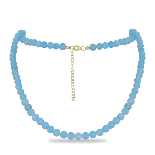 Pozlátený Strieborný Náhrdelník s Aqua Chalcedonom