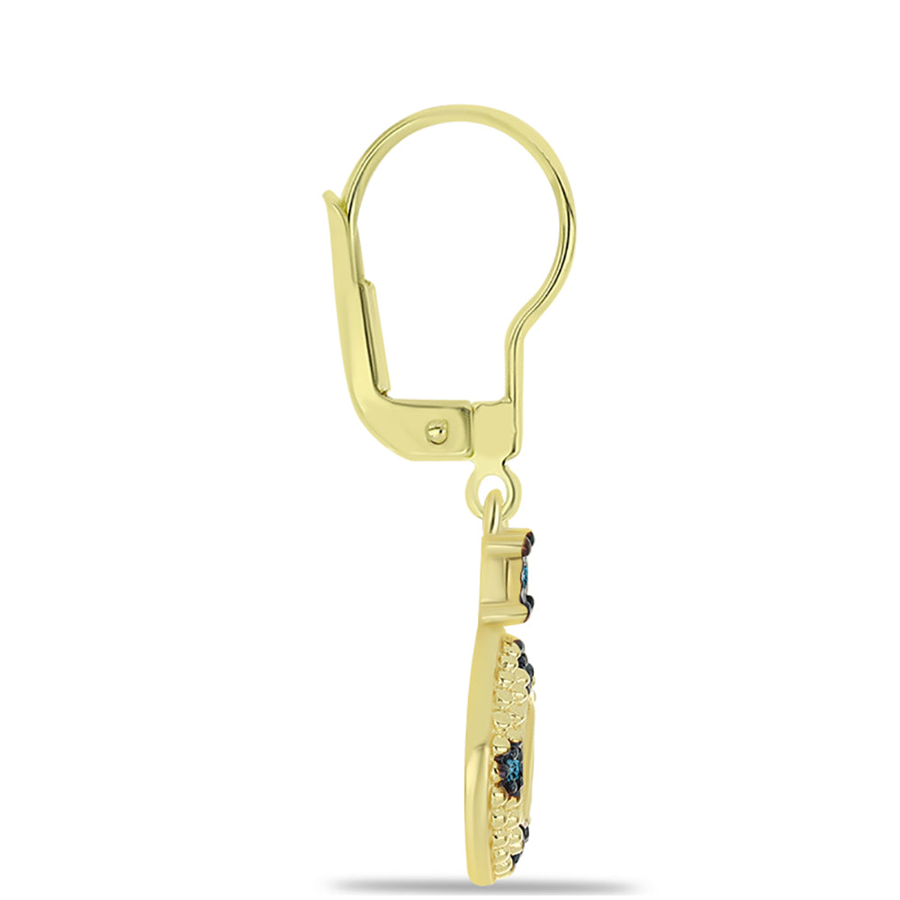 Pozlátené Strieborné Náušnice s Modrým Diamantom