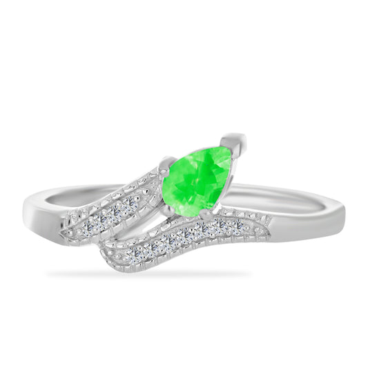 Strieborný Prsteň s Hyalit Opálom a Bielym Topásom