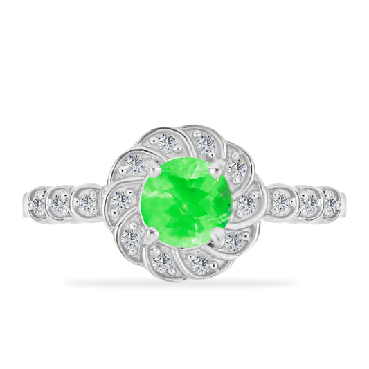 Strieborný Prsteň s Hyalit Opálom a Bielym Topásom