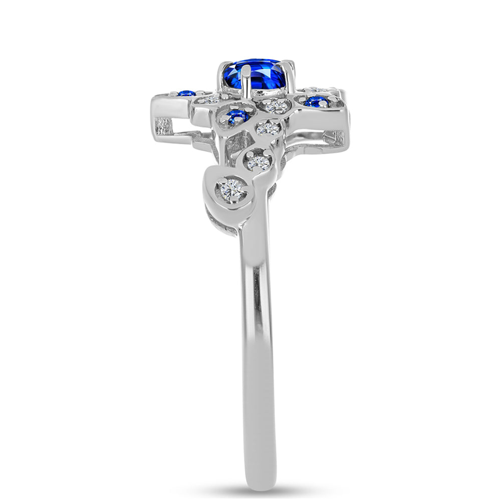 Strieborný Prsteň s Austrálskym Modrým Zafírom a Bielym Topásom