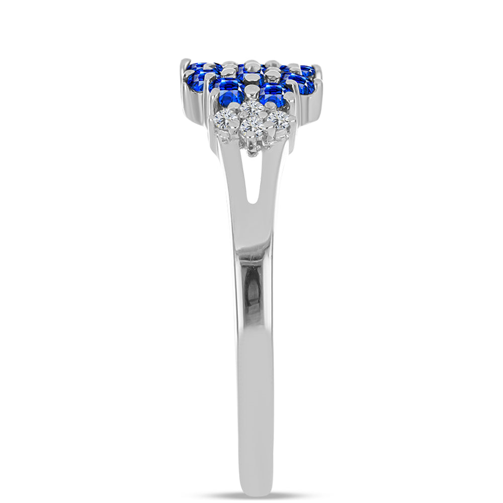 Strieborný Prsteň s Austrálskym Modrým Zafírom a Bielym Topásom