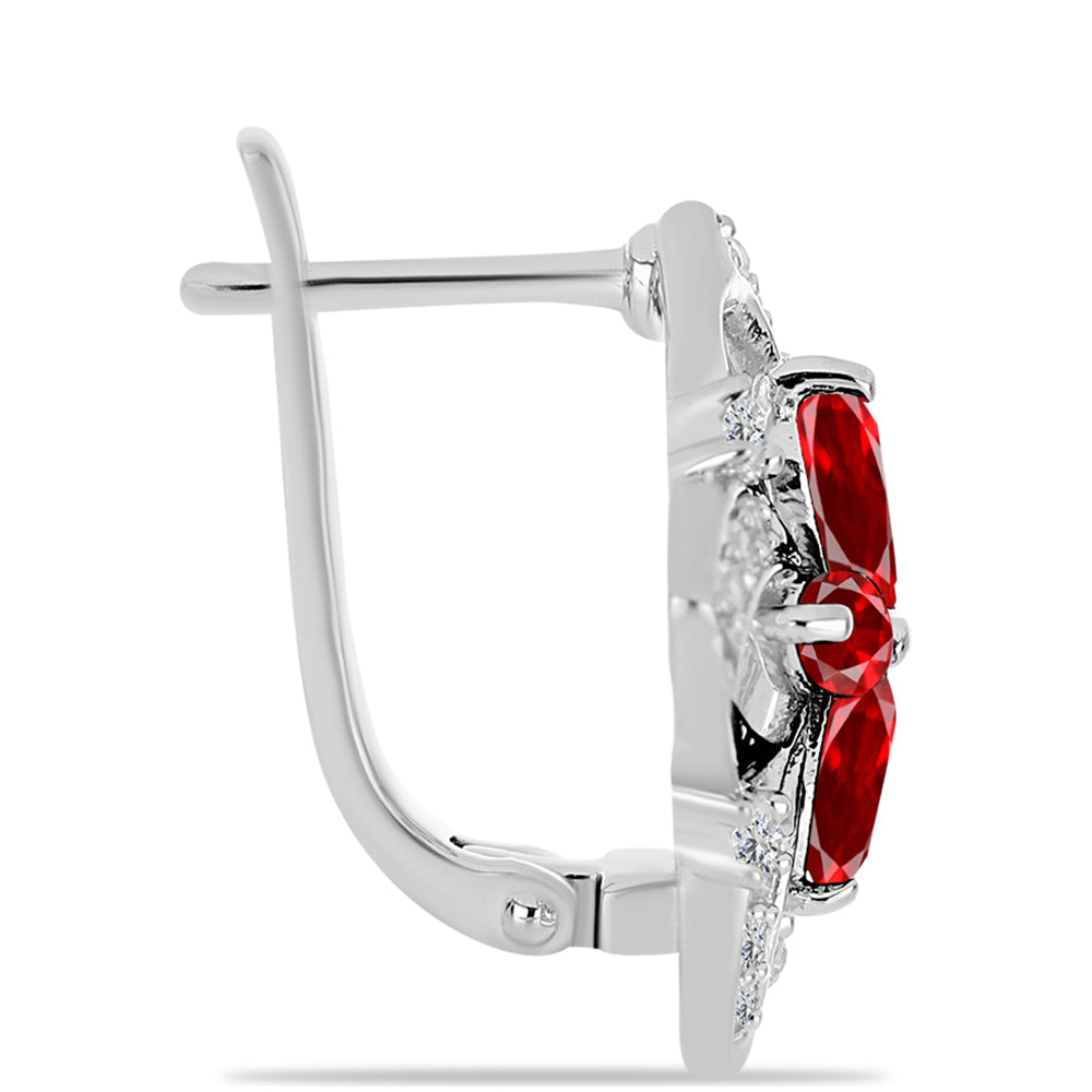 Strieborné Náušnice s Červeným Achátom a Bielym Topásom