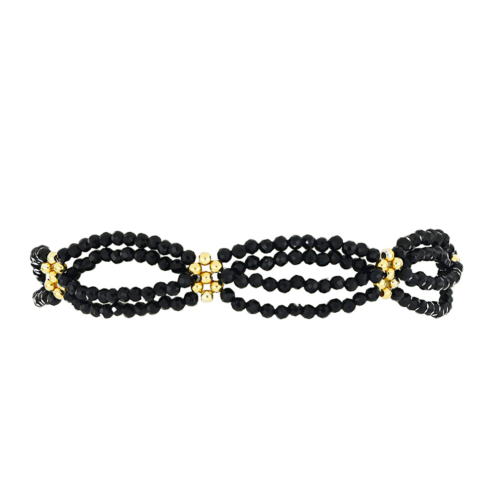 Pozlátený Strieborný Náramok s Čiernym Spinelom