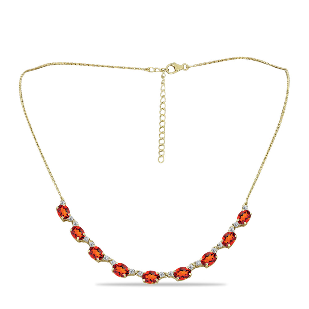 Pozlátený Strieborný Náhrdelník s Citrínom z Madeiry a Bielym Topásom