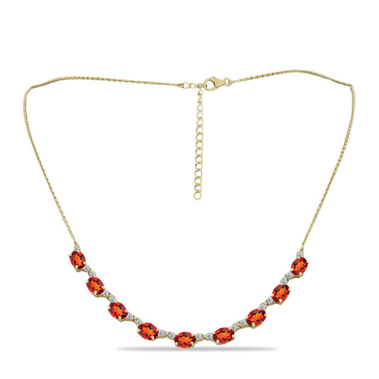 Pozlátený Strieborný Náhrdelník s Citrínom z Madeiry a Bielym Topásom