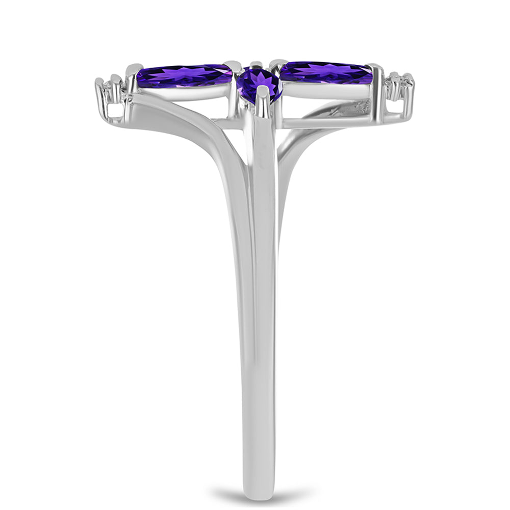 Strieborný Prsteň s Marockým Ametystom a Bielym Topásom