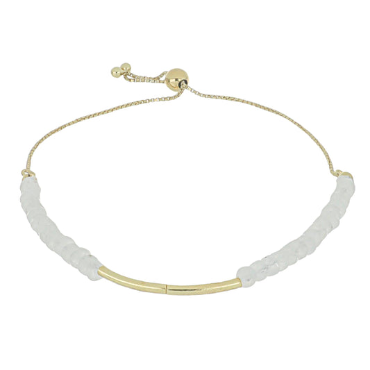 Pozlátený Strieborný Náramok s Dúhovým Mesačným Kameňom