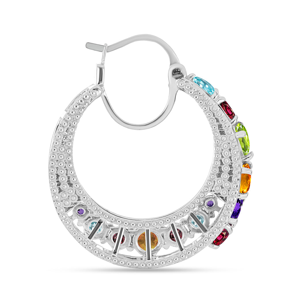 Strieborné Náušnice s Marockým Ametystom a so Zlatým Citrínom