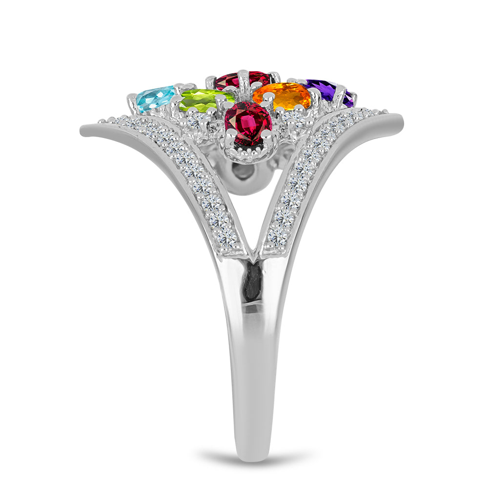 Strieborný Prsteň s Marockým Ametystom a Changbaiskym Olivínom