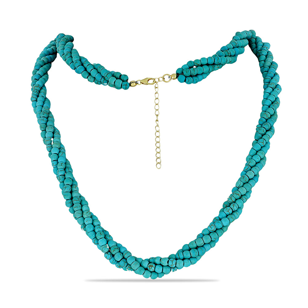 Pozlátený Strieborný Náhrdelník s so Sleeping Beauty Tyrkysom