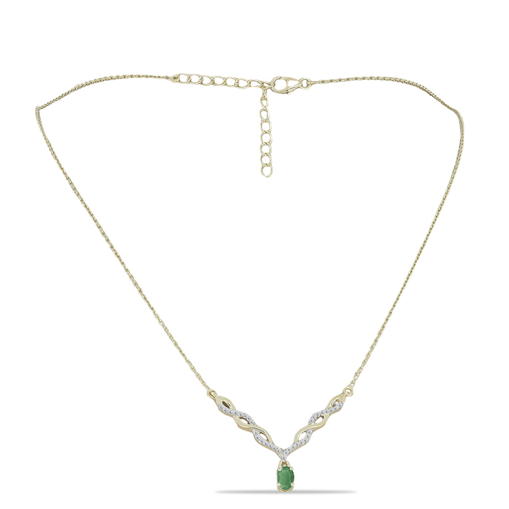 Pozlátený Strieborný Náhrdelník s Brazílskym Smaragdom a Bielym Topásom