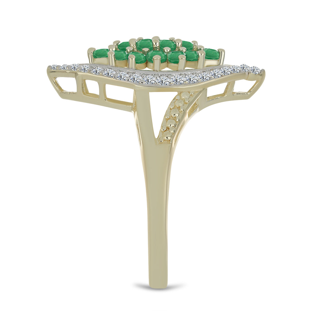 Pozlátený Strieborný Prsteň s Brazílskym Smaragdom a Bielym Topásom