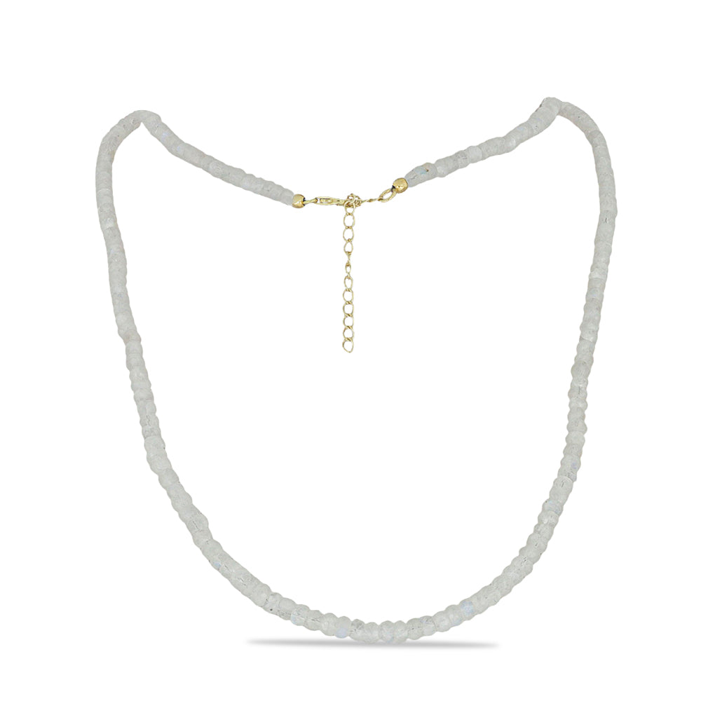 Pozlátený Strieborný Náhrdelník s Dúhovým Mesačným Kameňom