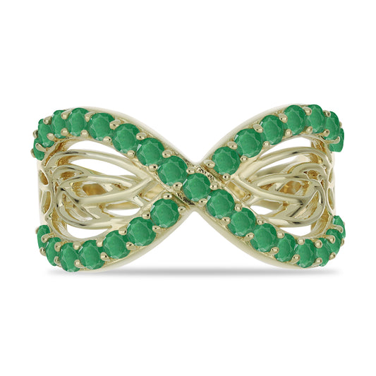 Pozlátený Strieborný Prsteň s Brazílskym Smaragdom