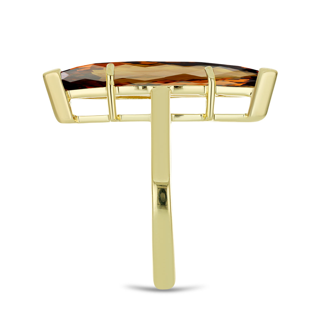 Pozlátený Strieborný Prsteň s Koňakovým Kremeňom