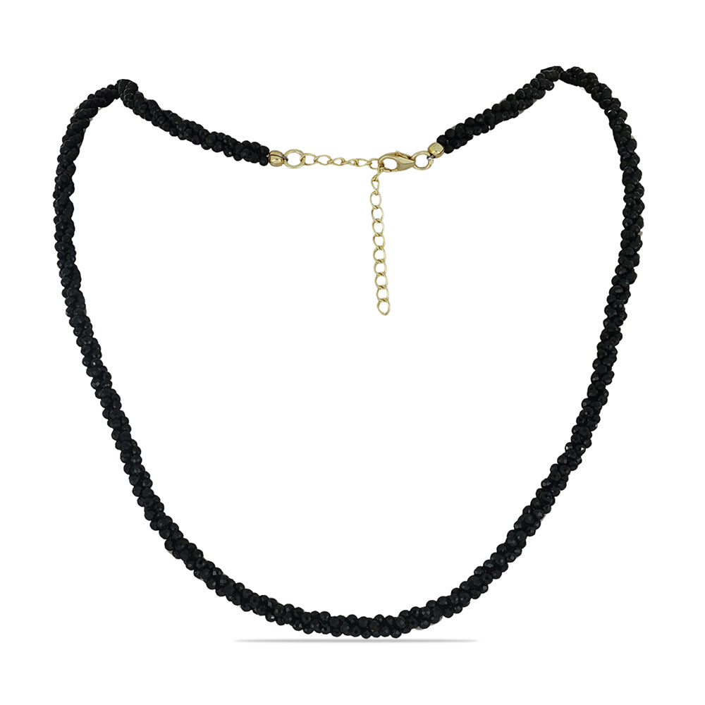 Pozlátený Strieborný Náhrdelník s Čiernym Spinelom