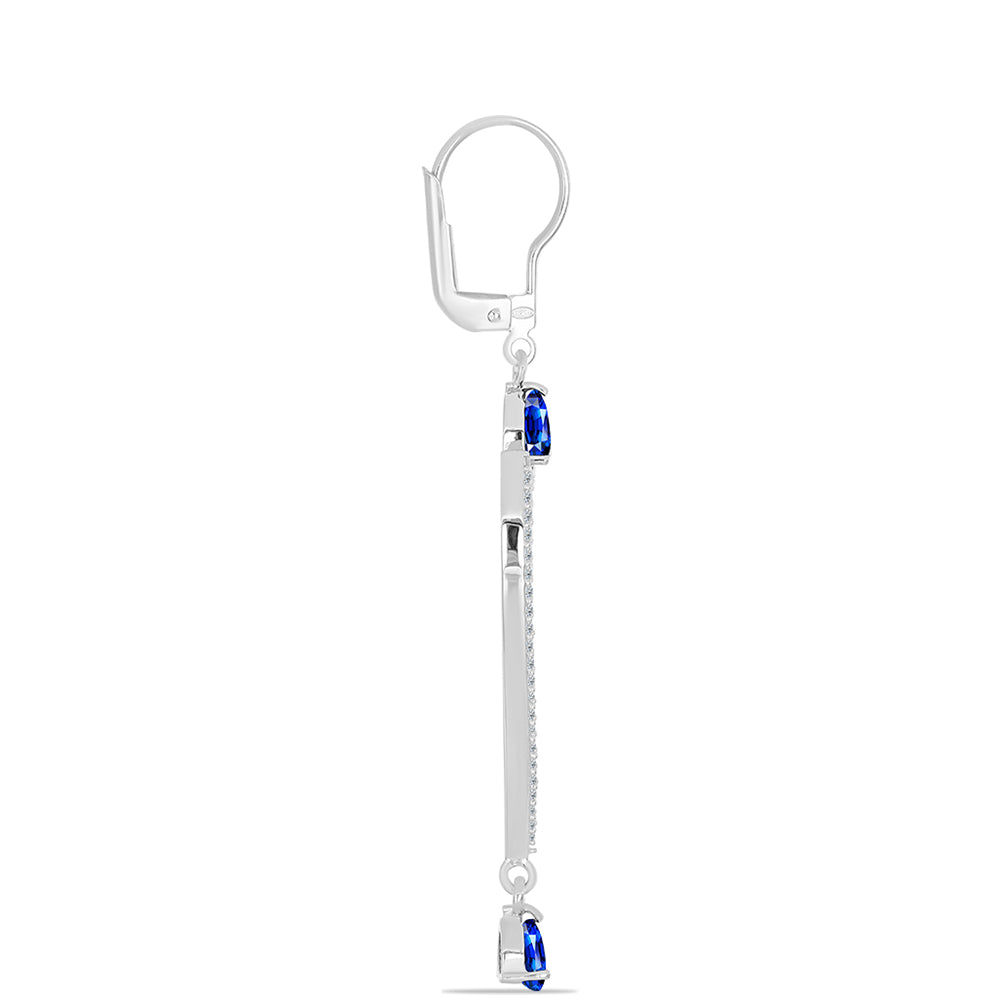 Strieborné Náušnice s Austrálskym Modrým Zafírom a Bielym Topásom