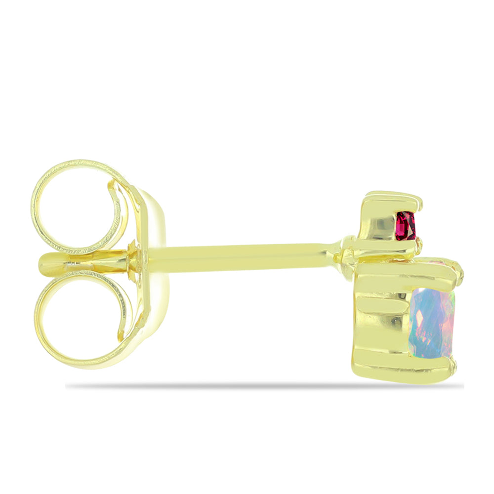 Pozlátené Strieborné Náušnice s Welo opálom a Chakra Turmalínom