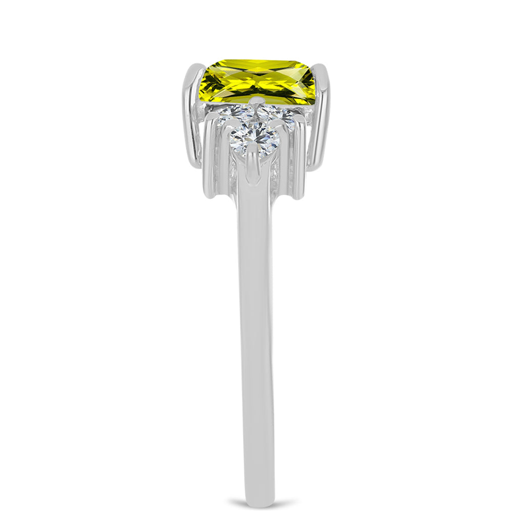 Strieborný Prsteň s Citrónovým Topásom a Bielym Topásom