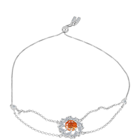 Strieborný Náramok s Oregonským Slnečným Kameňom a Bielym Topásom