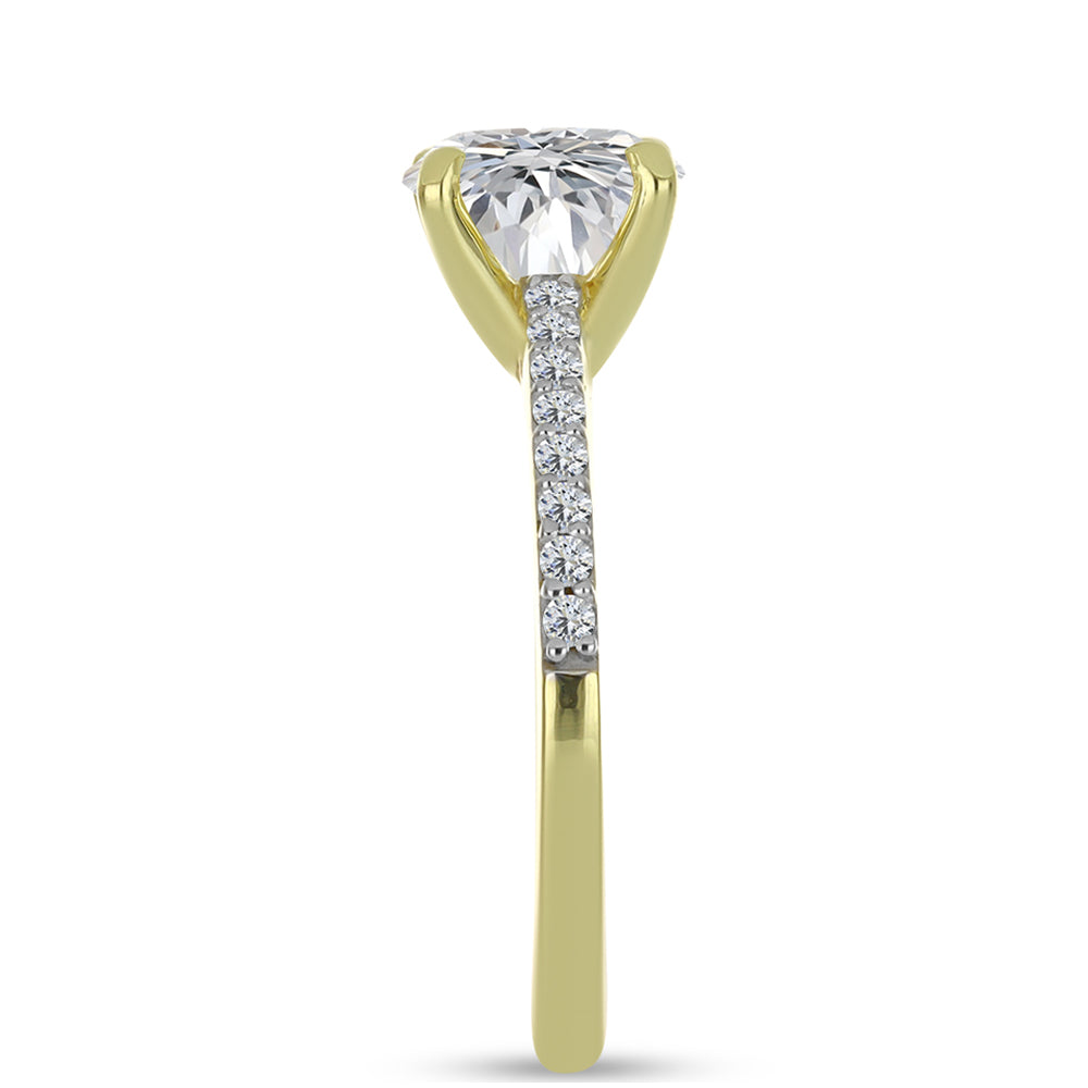 Pozlátený Strieborný Prsteň s Certifikovaný Diamantom pestovaný v laboratóriu a Prírodným Bielým Zirkonom