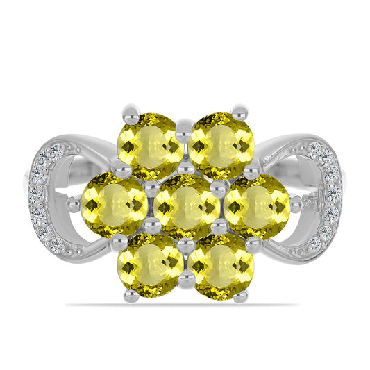 Strieborný Prsteň s Citrónovým Topásom a Bielym Topásom