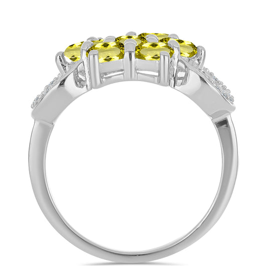 Strieborný Prsteň s Citrónovým Topásom a Bielym Topásom