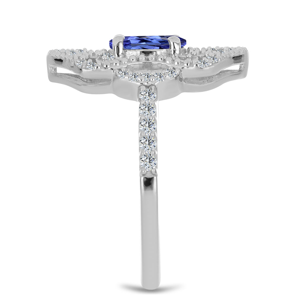 Strieborný Prsteň s Tanzanitom a Bielym Topásom