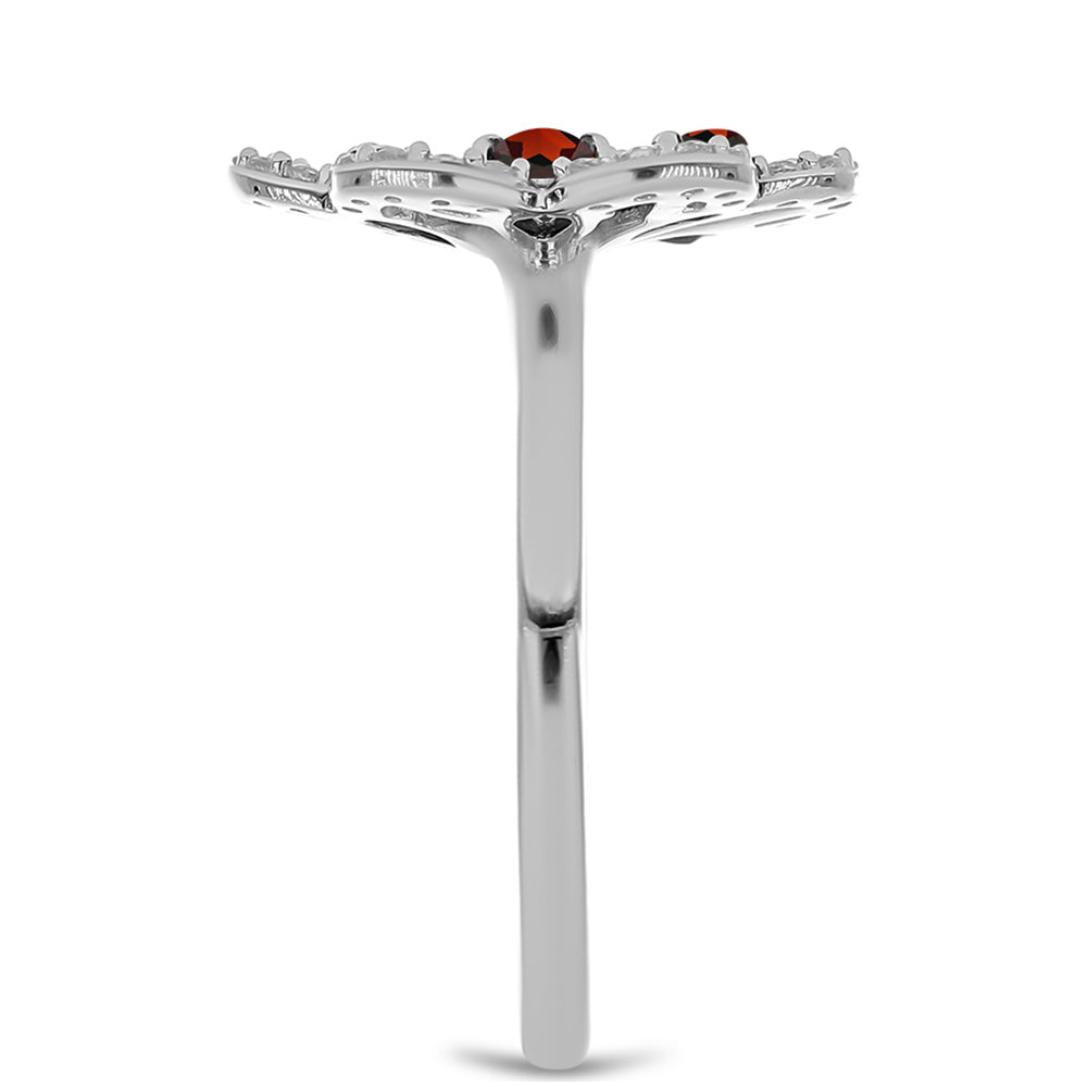 Strieborný Prsteň s Bartonským Granátom a Bielym Topásom