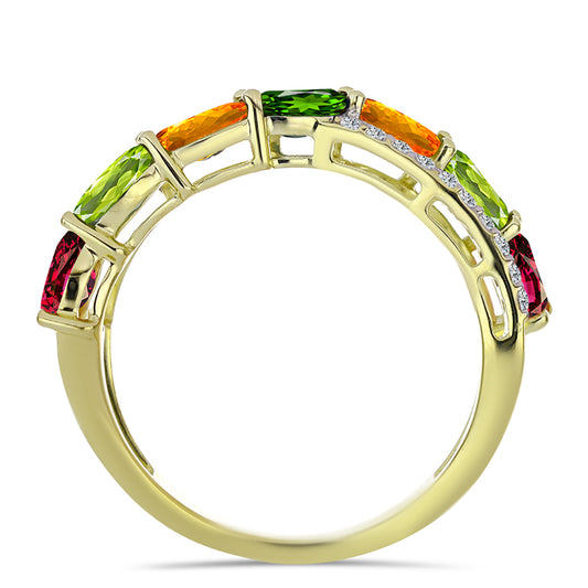 Pozlátený Strieborný Prsteň s Chakra Turmalínom a Bielym Topásom