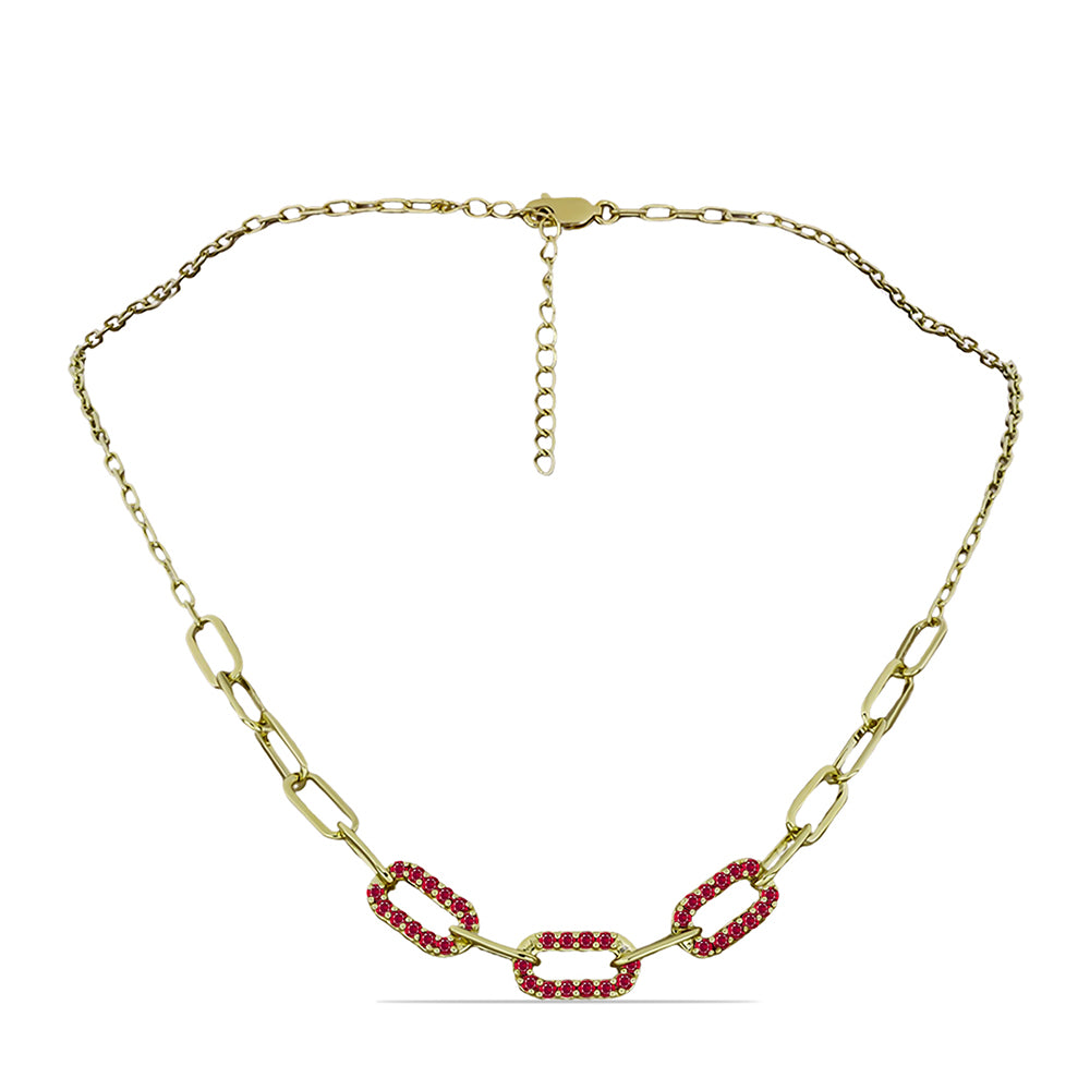 Pozlátený Strieborný Náhrdelník s Madagaskarským Rubínom