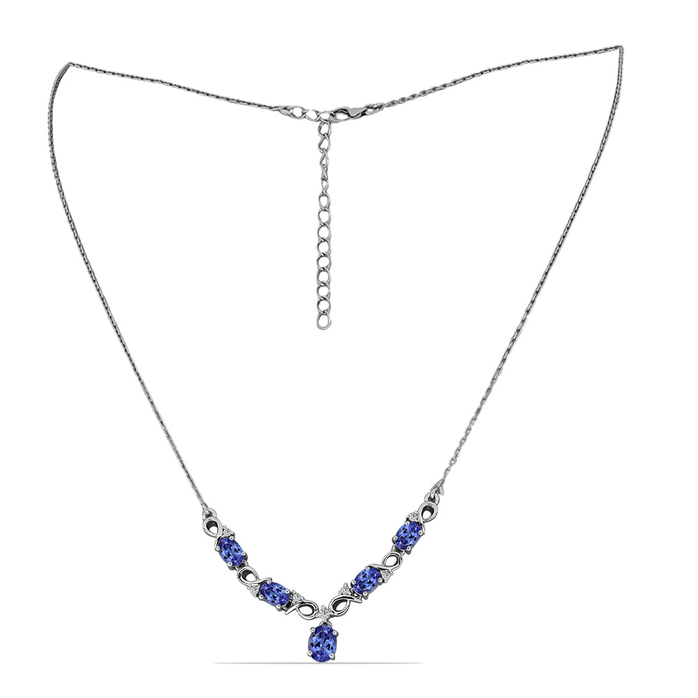 Strieborný Náhrdelník s Tanzanitom a Bielym Topásom