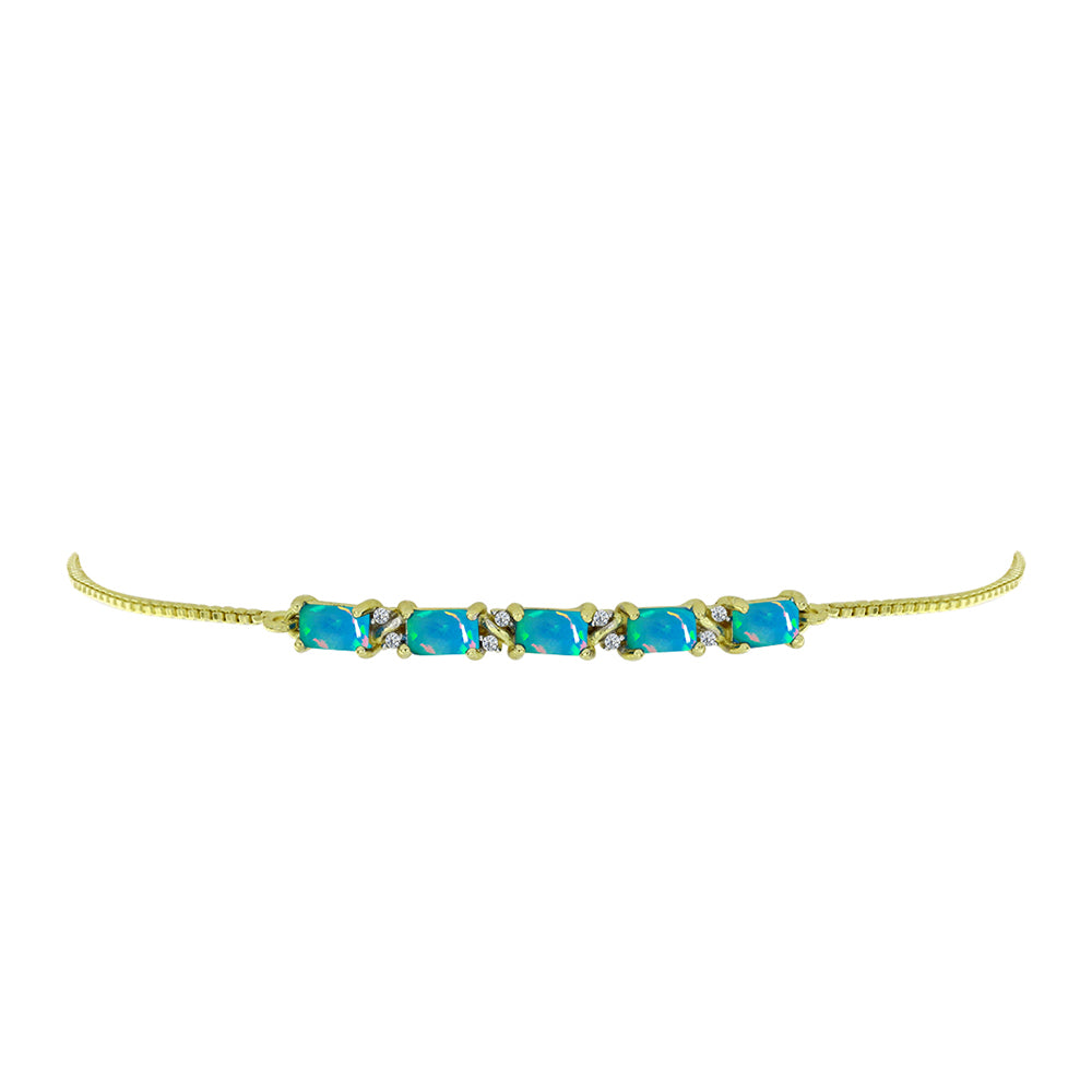 Pozlátený Strieborný Náramok s Etiópskym Paraiba Modrým Opálom a Bielym Topásom
