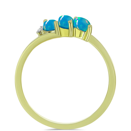 Pozlátený Strieborný Prsteň s Etiópskym Paraiba Modrým Opálom a Bielym Topásom