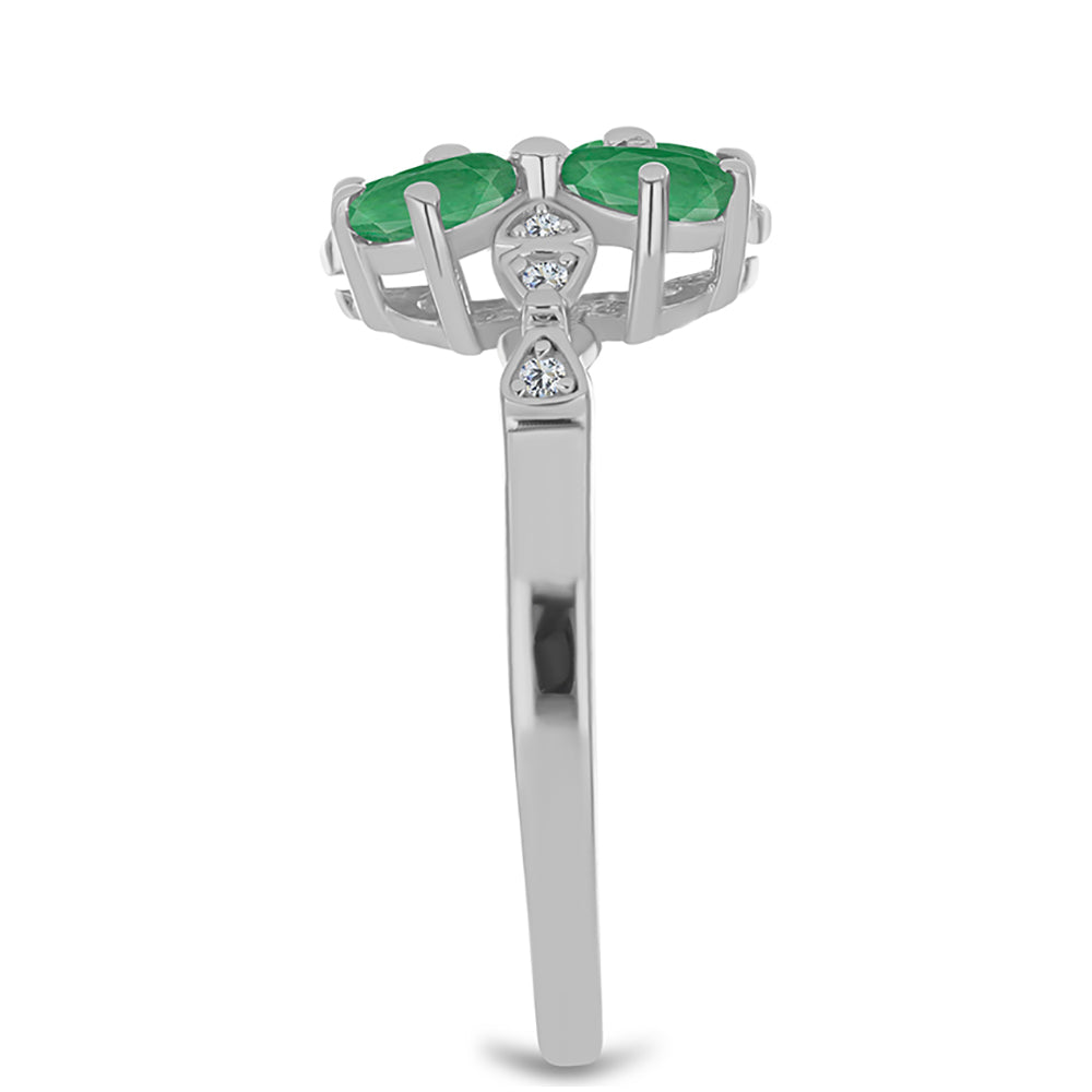 Strieborný Prsteň s Brazílskym Smaragdom a Bielym Topásom